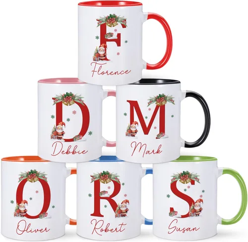 Vista 10 de Taza de café personalizada para niños con nombre e inicial, taza de cacao caliente personalizada para niños y niñas, taza de cerámica de 11 onzas