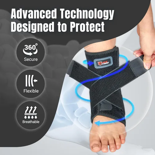 Vista 4 de NeoTium - Tobillera para mujeres y hombres con paquete caliente y frío, envoltura de compresión ajustable para esguince de tobillo, tendinitis
