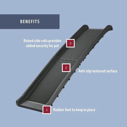 Vista 7 de Trixie Rampa plegable para perros con superficies antideslizantes, rampa para mascotas para autos grandes y SUV, plegable, fácil de almacenar