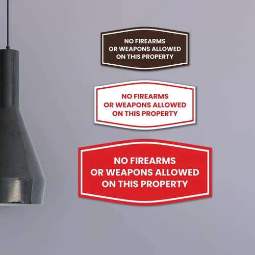 Vista 3 de Fancy No Firearms or Weapons On This Property Sign (Negro/Plata) - Mediano