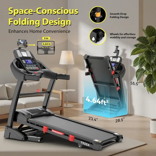 Vista 9 de Cinta de correr con ventilador, caminadora plegable de 5.1 HP con capacidad
