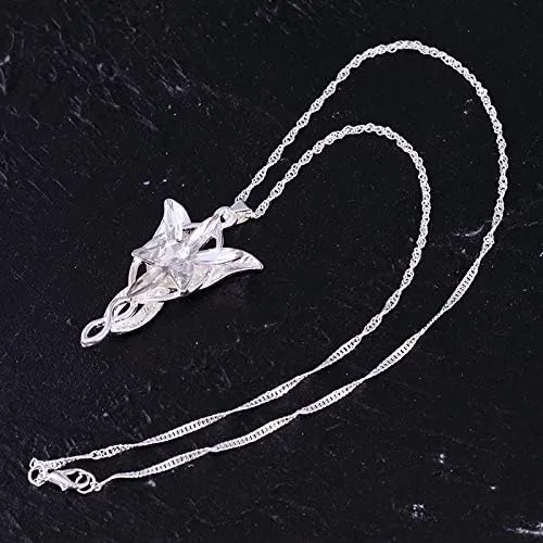 Vista 5 de El único anillo para gobernarlos todos para hombres y mujeres, El señor de los anillos, elegante collar con dije de hoja de árbol verde elfo, broche