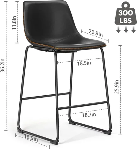 Vista 2 de OLIXIS 26" Counter Height Bar Stools Set of 2 for Kitchen Negro