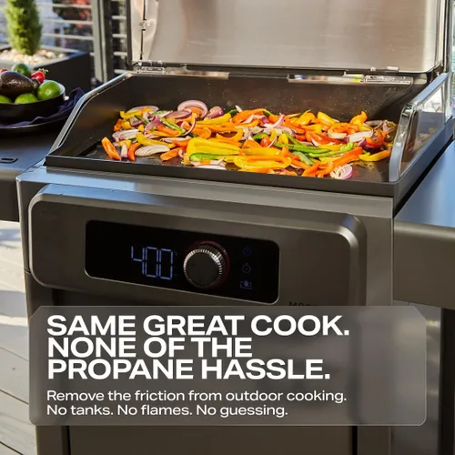 Vista 8 de Modelo Actual G Plancha, Parrilla Eléctrica Inteligente para Exteriores con Plancha Superior Plana para Barbacoa con Rango de 200°F a 600°F
