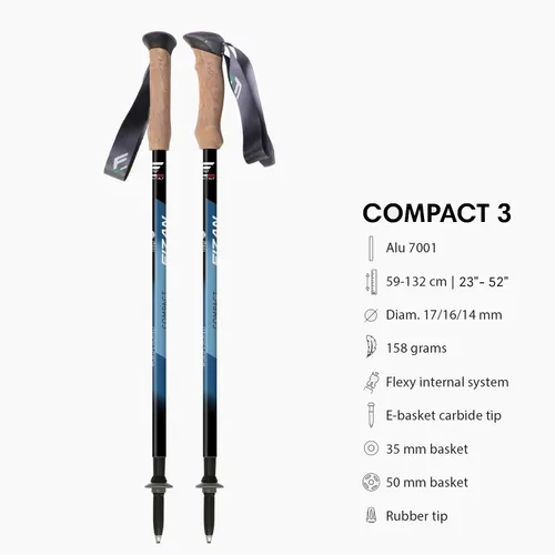 Vista 2 de Fizan 3 bastones de senderismo compactos: ultraligeros de 5.6 onzas, para mochileros, bastones de senderismo, ajustables, plegables, ajuste Corcho
