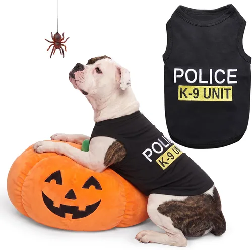 Vista 36 de Camiseta para Perro Parisian Pet - Camiseta Bordada FBI - 100% Algodón, Ropa Transpirable para Perros - Chaleco para Mascotas Sin Mangas - Camisas