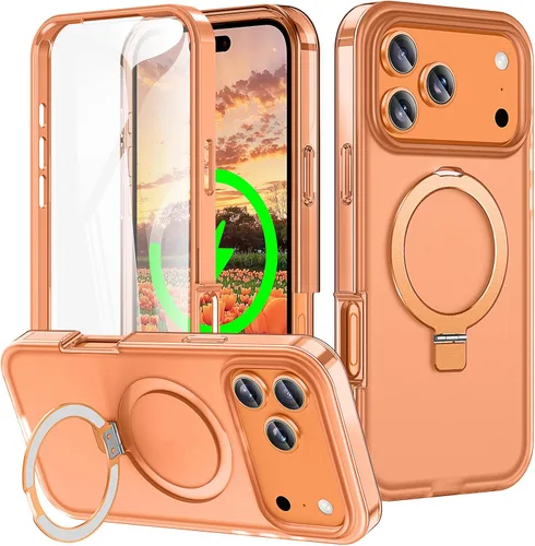 Vista 37 de Funda de cuerpo completo a prueba de golpes para iPhone 13 Pro con soporte magnético invisible [compatible con MagSafe] protector de pantalla