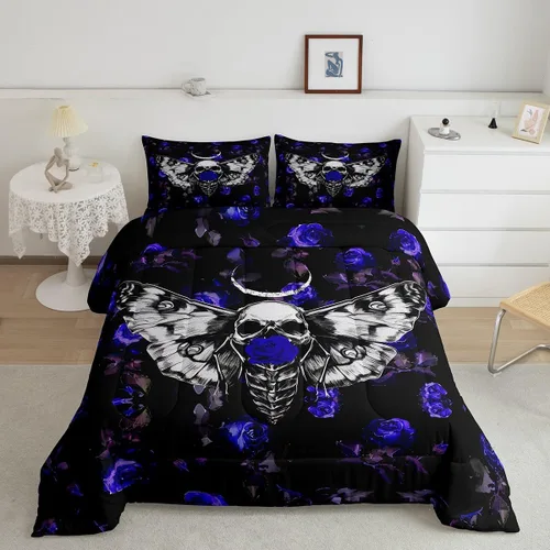 Vista 23 de Erosebridal Juego de ropa de cama de guepardo con rosa azul, juego de edredón con estampado de leopardo y gato, edredón romántico de plumón