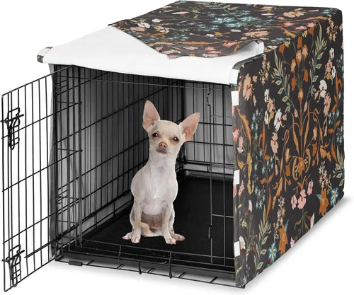 Vista 30 de Sweet Jojo Designs Funda para Jaula de Perro Mediano de 36 Pulgadas (Floral Bohemio) para Jaulas de Mascotas para Niñas, Fundas para Perreras Óxido