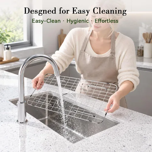 Vista 6 de Kitchen Sink Grid and Sink Protectors 25-1/8" X 12-1/2" Rear Drain Stainless Steel Sink Grids for Bottom of Kitchen Sinks