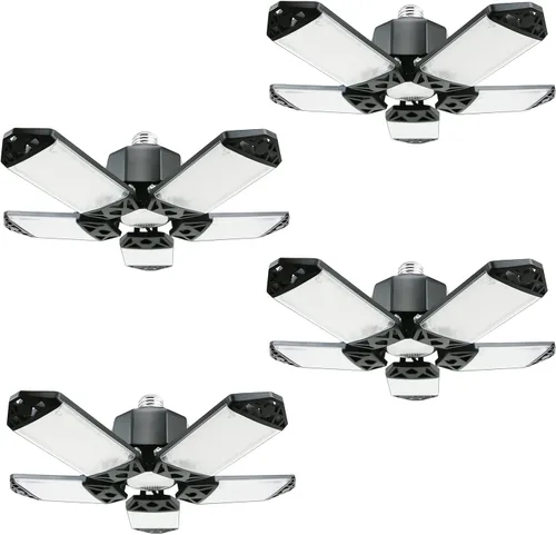 Vista 14 de Luz LED para garaje, 80 W, 8000 lúmenes, luces de techo con 3 paneles ajustables, lámpara LED de 6500 K, luz blanca de día, luces LED para garaje