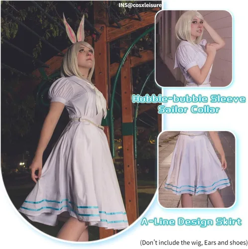 Vista 5 de NSPSTT Women Haru Cosplay Costume Anime BEASTARS Cosplay Costume School Uniform Dress Medium White