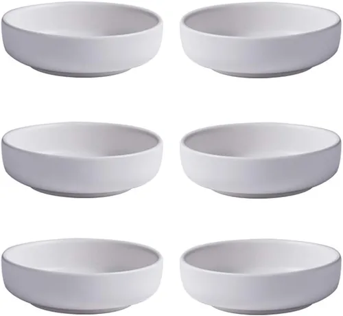 Vista 8 de Colias Wing - Juego de 6 tazones de porcelana de diseño elegante y estilo simple de un solo color, tazones para condimentos, tazones para salsa