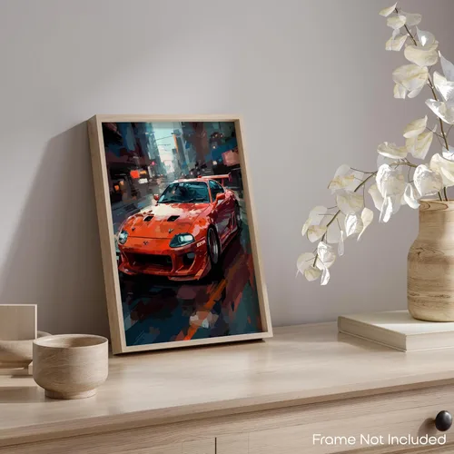 Vista 5 de Inspirational Wall Art Co. - Emocionante Póster de Toyota Supra 1993 - Póster de coche para habitación de niños - Decoración de pared