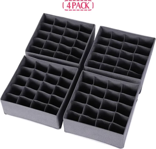 Vista 7 de DIOMMELL Paquete de 4 cajas de almacenamiento de tela plegables para armario, aparador, cajón, cestas de tela, contenedores divisores para ropa