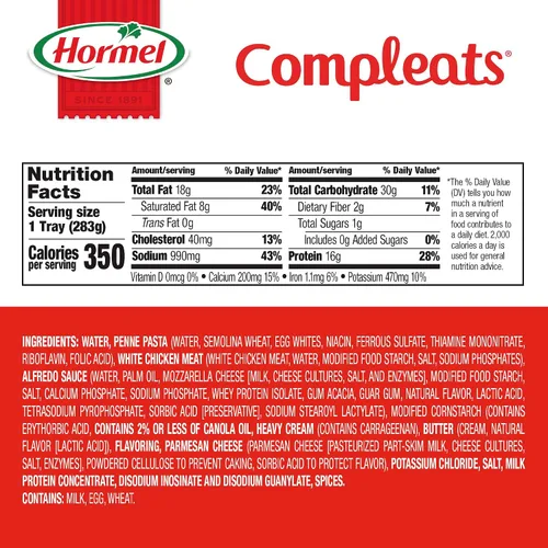 Vista 2 de HORMEL COMPLEATS Chicken Alfredo, bandeja para microondas, 10 onzas (paquete de 6)