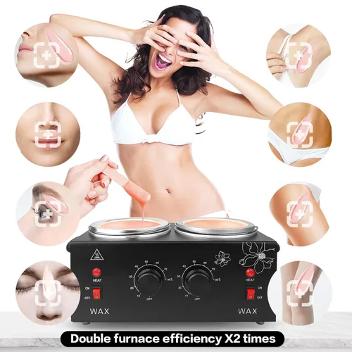 Vista 4 de Calentador de cera portátil para depilación sin dolor, calentador de cera profesional para mujeres y hombres con juego de temperatura ajustable, 40
