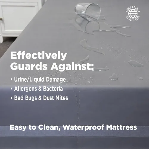 Vista 5 de Colchón de espuma viscoelástica para incontinencia impermeable, parte superior infundida de gel, funda de vinilo sellada, fácil de limpiar