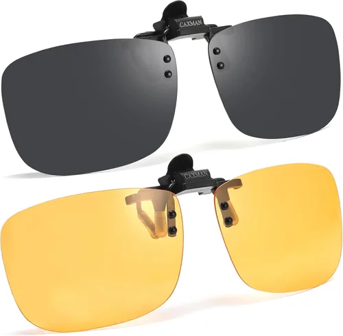 Vista 14 de Gafas de sol polarizadas con clip de metal abatibles y sin montura para gafas graduadas Negro