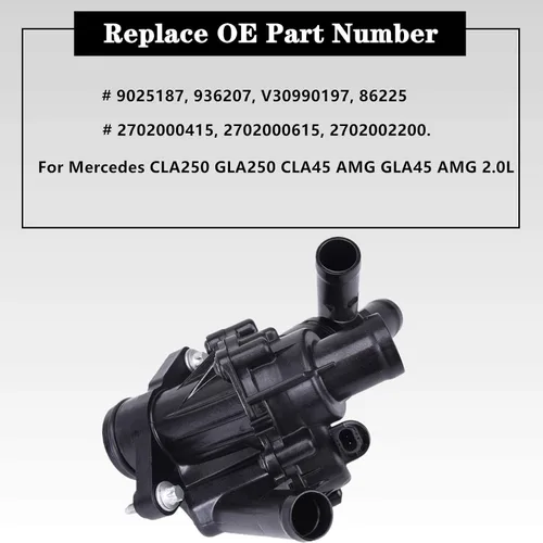 Vista 2 de Salida de agua de carcasa del termostato del refrigerante del motor 2702000615 para Mercedes CLA250 GLA250 CLA45 AMG GLA45 AMG 2.0L - Reemplaza