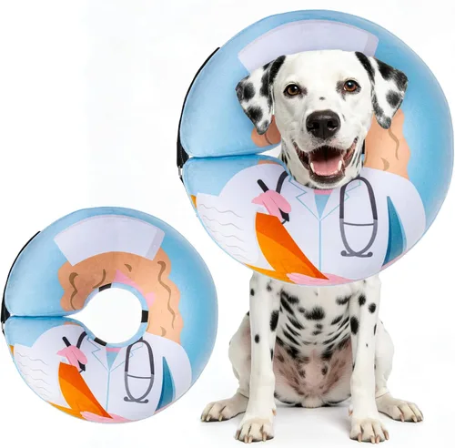 Vista 20 de BEAUTYZOO Alternativa al cono para perro después de la cirugía para perros grandes, medianos y pequeños, collar de cono inflable suave para perros