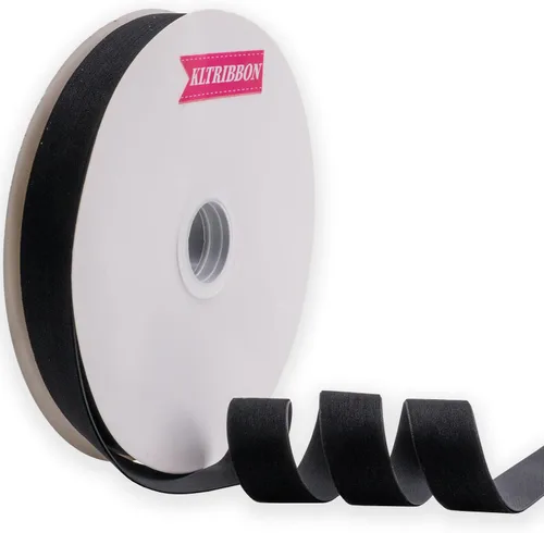 Vista 2 de Cinta de terciopelo de nailon de una sola cara, carrete de 1 pulgada x 25 yardas (negro)