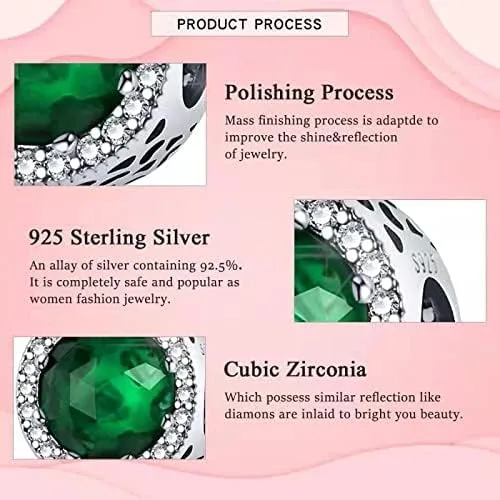 Vista 6 de LNQOBU Dijes de cristal de Murano para pulsera de plata de ley 925, dije redondo en forma de corazón para pulseras y collares de mujer y niña