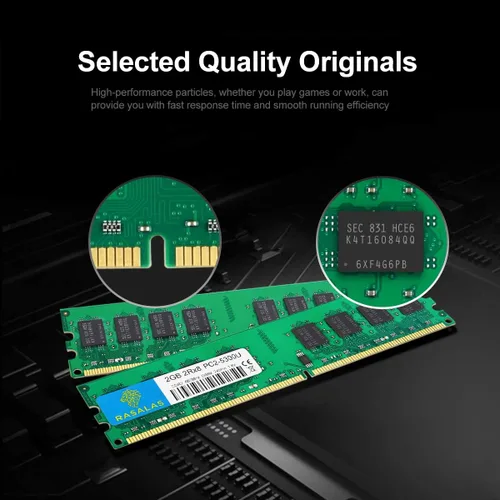 Vista 2 de Rasalas DDR2 4 GB Kit (2 x 2 GB) PC2-5300 667MHz RAM - PC2-5300U Udimm 2RX8 1.8V CL5 240 pines no ECC memoria de computadora de escritorio sin búfer