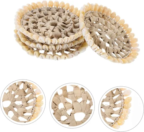 Vista 9 de Garneck Antideslizante 4 piezas Mesa de comedor Natural Shell Ronda Coaster Ocean Theme Coaster