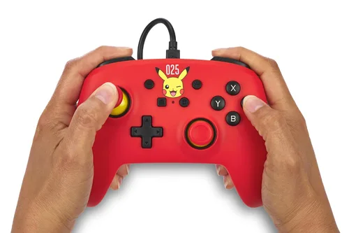 Vista 2 de PowerA Nintendo Switch Wired Controller - Laughing Pikachu, Pokemon Switch Controller, Detachable 10ft USB Cable, Plug & Play, Officially Licensed