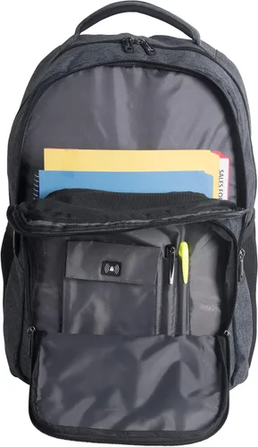 Vista 4 de Kenneth Cole REACTION Travelier - Mochila de viaje para laptop y tablet para negocios escuela y viajes Carbón vegetal Travelier - Mochila de viaje
