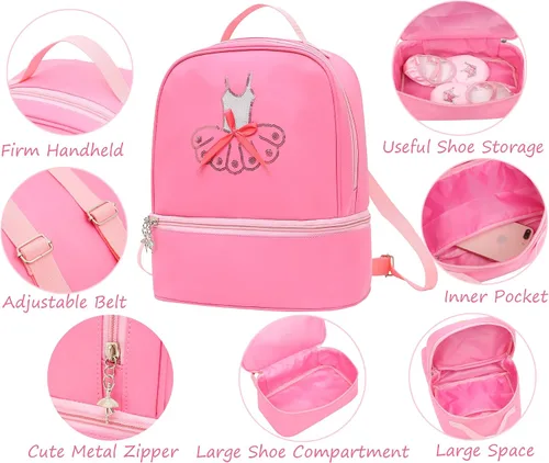Vista 4 de Dorlubel Linda mochila de baile de ballet tutú vestido bolsa de baile con llavero para niñas