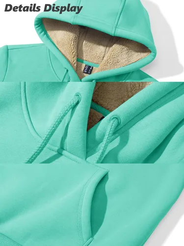 Vista 58 de MAGCOMSEN Sudaderas con capucha para mujer, con forro de sherpa, de vellón, para invierno, cálido, pesado, de algodón, con bolsillo