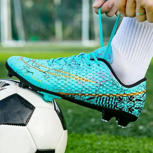 Vista 4 de DHOVOR Botines de fútbol para hombre y mujer, antideslizantes, para atletismo, botas de fútbol juveniles, unisex, ligeras, para exteriores