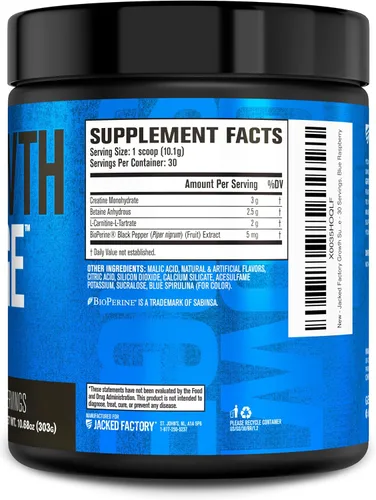 Vista 8 de Jacked Factory Growth Surge Creatine Post Workout con L-Carnitina - Creador muscular diario y suplemento de recuperación con monohidrato