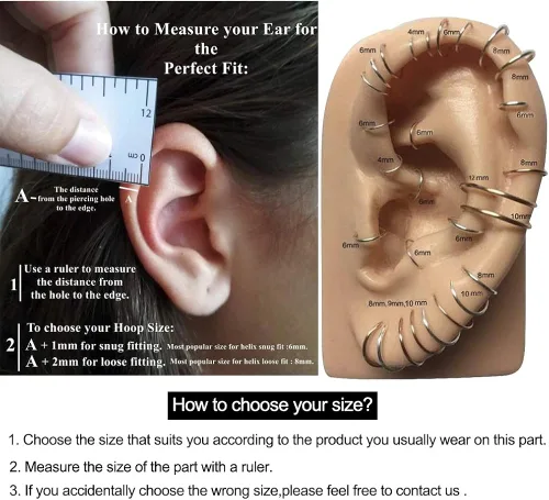Vista 5 de OUFER - Aretes para nariz de acero quirúrgico para cartílago tragus de acero inoxidable 316L aretes para la hélice y cartílago 14G 16G 18G 20G aro