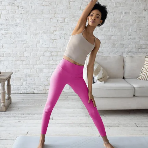 Vista 2 de Leggings de cintura alta para mujer, no se transparentan, con control de abdomen, pantalones de yoga para ciclismo, entrenamiento, yoga