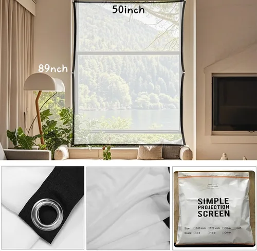 Vista 6 de Proyector trasero holográfico navideño de 50 x 89 pulgadas, pantalla de película con holograma, proyector trasero, para interiores y exteriores