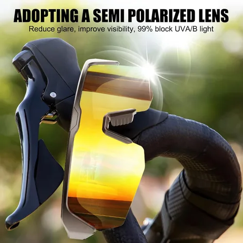 Vista 6 de OBEST - Gafas Bluetooth impermeables para ciclismo y correr Built-in Mic, Voice Assistant, Polarized Lenses,Open-Ear Speakers, UV Protection