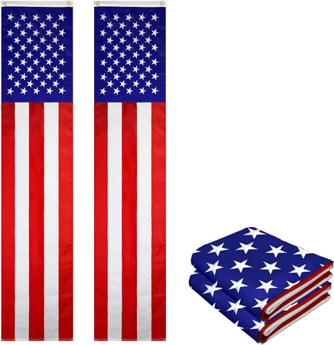 Vista 19 de G128 Paquete de 10: Banderines patrióticos estadounidenses y bandera desplegable de Betsy Ross, 13 estrellas bordadas en patrón circular con 5 rayas