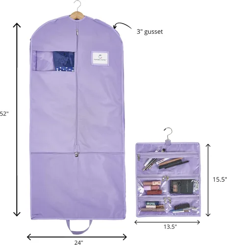 Vista 2 de Bolsa de ropa colgante impermeable con bolsa de accesorios bolsa de ropa de lujo de 52 pulgadas con refuerzo 4 bolsillos y cremallera lateral