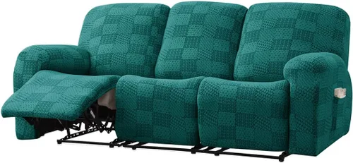 Vista 29 de vctops 10 fundas geométricas para sofá reclinable copetudo, suaves, elásticas y suaves de 4 asientos, funda antideslizante para sofá, protector