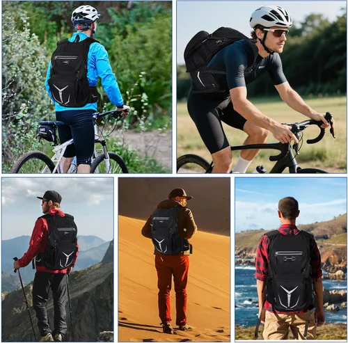 Vista 6 de Mochila de hidratación aislada con vejiga de agua de 3 litros, mochila de senderismo a prueba de fugas de 18 L, mochila de agua ligera para hombres