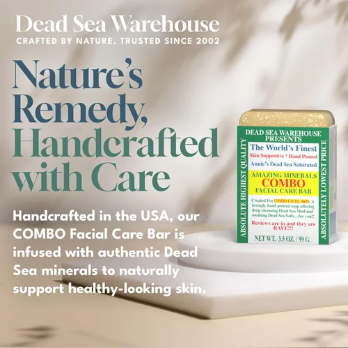 Vista 2 de Dead Sea Warehouse - Barra de cuidado facial COMBO del Mar Muerto - Jabón facial para mujeres y hombres - Jabón clarificante de barro y sal del Mar