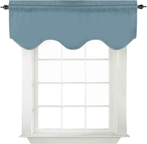 Vista 9 de Turquoize - Cenefa opaca para ventanas de cocina/baño/sala de estar/dormitorio con aislamiento térmico, cenefa festoneada con bolsillo para Aqua