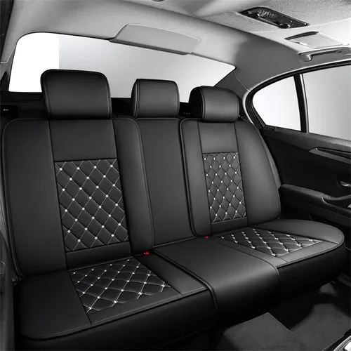 Vista 4 de Juego completo para 5 asientos Fundas protectoras de asiento de coche transpirables, impermeables, antideslizantes, de cuero, ajuste universal