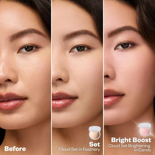 Vista 8 de Kosas Cloud Set Polvo fijador prensado – Polvo facial translúcido con control de brillo, acabado mate suave, aireado (porcelana transparente)
