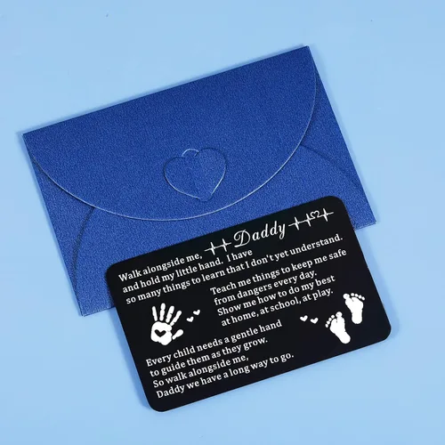 Vista 2 de GGOJAGST Tarjeta del día del padre para el nuevo papá regalos de hijo e hija grabada billetera inserta tarjeta regalo para papá nuevo recuerdo