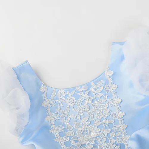 Vista 4 de Vgolar Disfraz de princesa azul iluminado vestido de princesa disfraz de Halloween Cosplay
