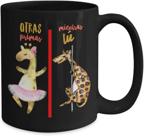 Vista 2 de Regalo para prima Taza de cafe para primas Perfecto regalo para graduados, navidad, profesionales y estudiantes Vaso con afirmaciones Negro
